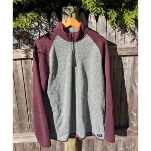 Old Navy Men's XL Quarter Zip Fleece Pullover Heather Gray Burgundy Gorpcore